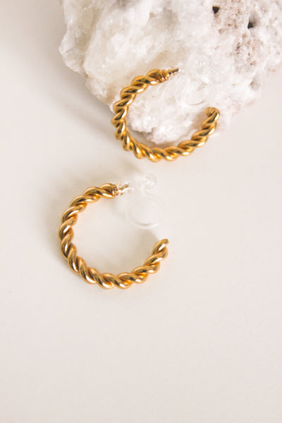 Alice - 21MM Gold Clip-On Earrings