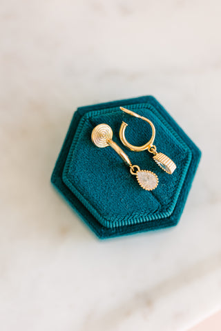 Navy: Gold Clip-On Earring