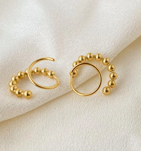 Spiral Beaded Double Hoop Earring