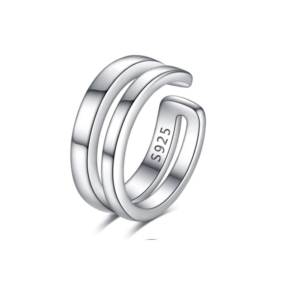 Silver Double Band Ear Cuff