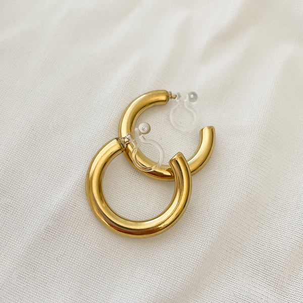 Cindy - 25mm Gold Clip-On Earrings