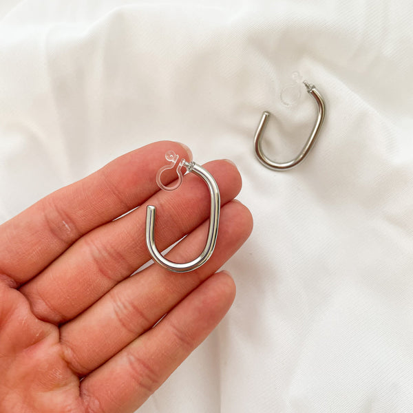Charlotte - Silver Clip-On Earrings