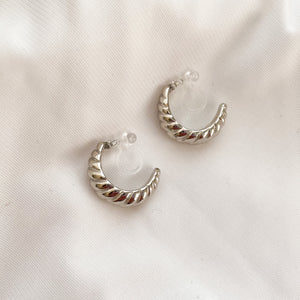 Frankie - 20mm Silver Clip-On Earrings