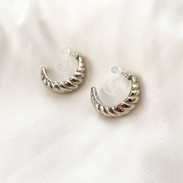 Frankie - 20mm Silver Clip-On Earrings
