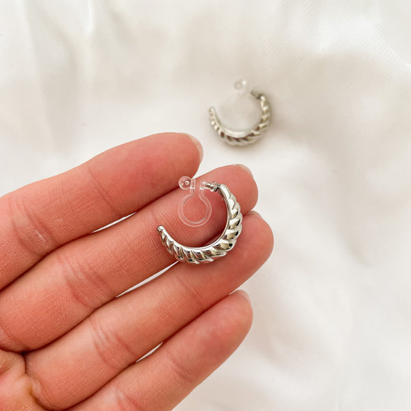 Frankie - 20mm Silver Clip-On Earrings