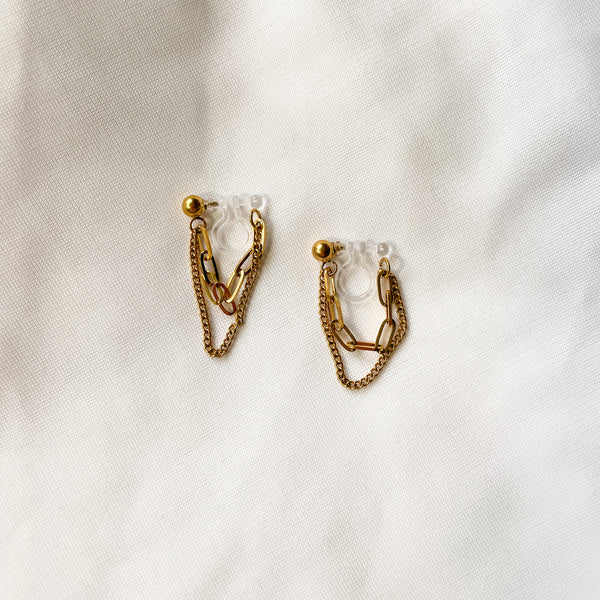 Nina - Gold Clip-On Earrings