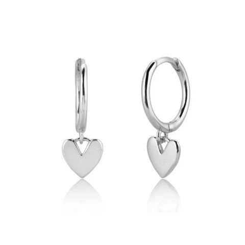 9mm Silver Heart Charm Huggie