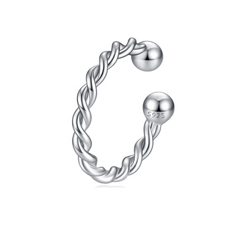 Silver Twist Band Ear Cuff