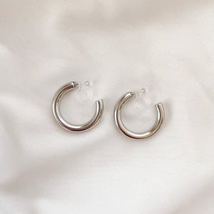 Diane - 25mm Silver Clip-On Earrings